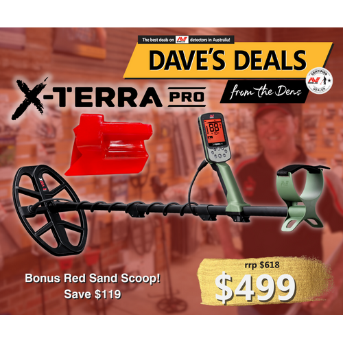 Minelab X-TERRA PRO Metal Detector with Bonus Red Sand Scoop