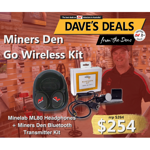 Miners Den Bluetooth Kit including Minelab Bluetooth Headphones