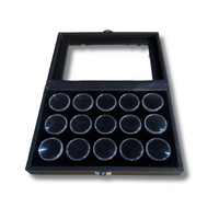 Glass Top Gold Nugget Display Case With 15 Round Display Pods