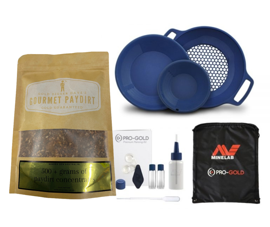 Gold Digger Dave's Gourmet Paydirt 500g + PRO-GOLD Panning Kit Bundle