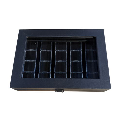 Glass Top Gold Nugget Display Case With 20 Square Pods