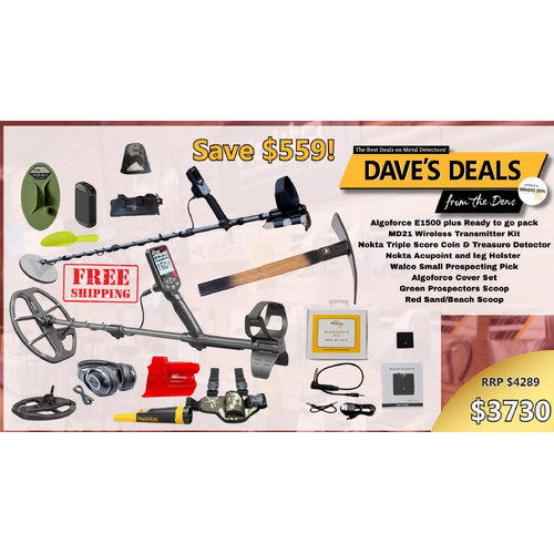 AlgoForce E1500 Plus Metal Detector With Nokta Triple Score Bonus Pack