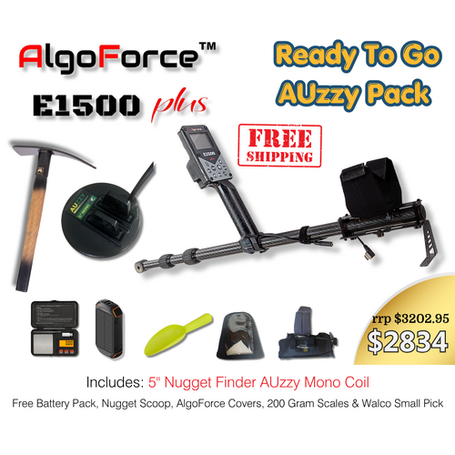 AlgoForce E1500 Plus Ready-to-Go Gold Detecting Pack with Nugget Finder 5" AUzzy Coil