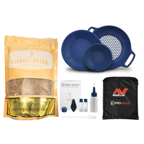 Gold Digger Dave's Gourmet Paydirt 700 g+ PRO-GOLD Panning Kit Bundle