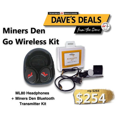 Miners Den Bluetooth Kit including Minelab Bluetooth Headphones